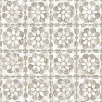 Izeda Taupe Floral Tile Wallpaper