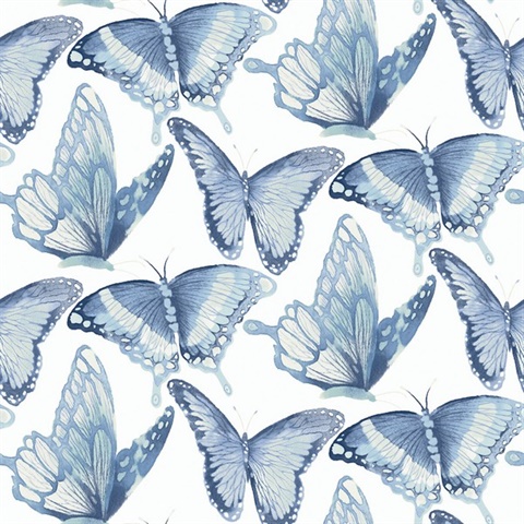 Janetta Blue Butterfly Wallpaper