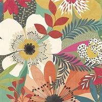 Janis Olive Floral Riot Wallpaper