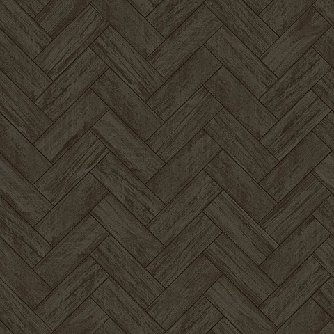 Kaliko Charcoal Wood Herringbone Wallpaper