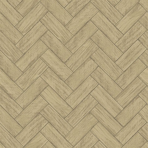 Kaliko Neutral Wood Herringbone Wallpaper
