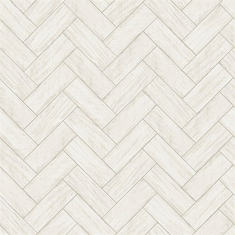 Kaliko White Wood Herringbone Wallpaper