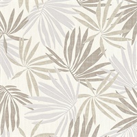 Khmunu Neutral Palm Leaf Wallpaper