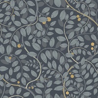 Kirke Blue Leafy Vines Wallpaper
