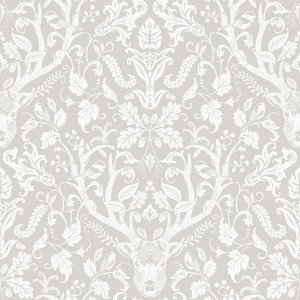 Kiwassa Grey Antler Damask Wallpaper