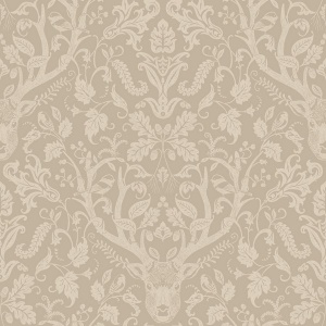 Kiwassa Grey Antler Damask Wallpaper