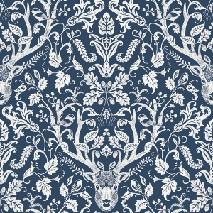Kiwassa Grey Antler Damask Wallpaper