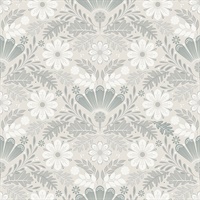 Klockrike Light Grey Botanical Damask Wallpaper