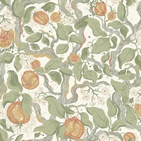 Kort Green Fruit and Floral Wallpaper