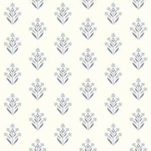 Kova Blue Floral Crest Wallpaper
