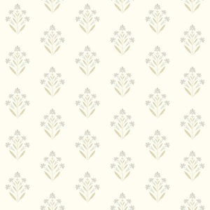 Kova Blue Floral Crest Wallpaper
