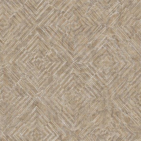 Labyrinth Bronze Geometric Wallpaper