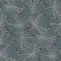 Layered Deep Blue Lily Pads Wallpaper