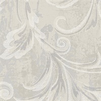 Leaf Scroll Plaster Metallic Wallpaper