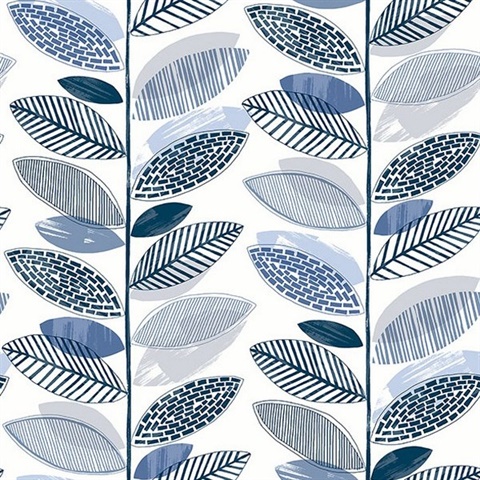 Nyssa Blue Leaves Wallpaper