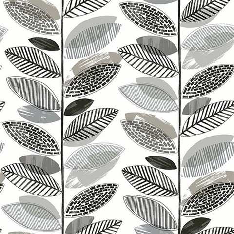 Nyssa Grey Leaves Wallpaper