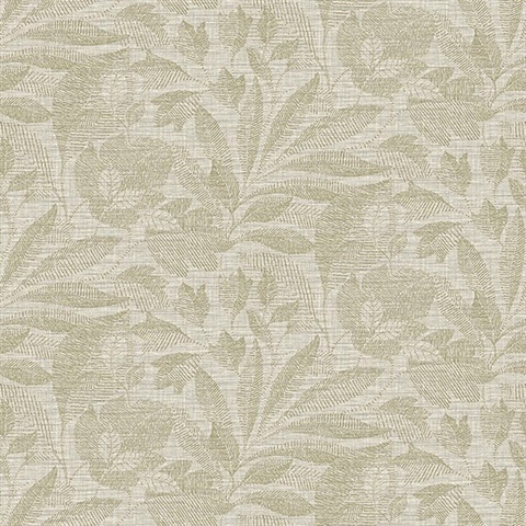 Lei Neutral Etched Leaves Wallpaper