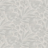 Lei Silver Etched Leaves Wallpaper
