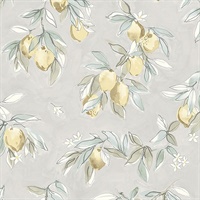 Lemonade Grey Citrus Wallpaper