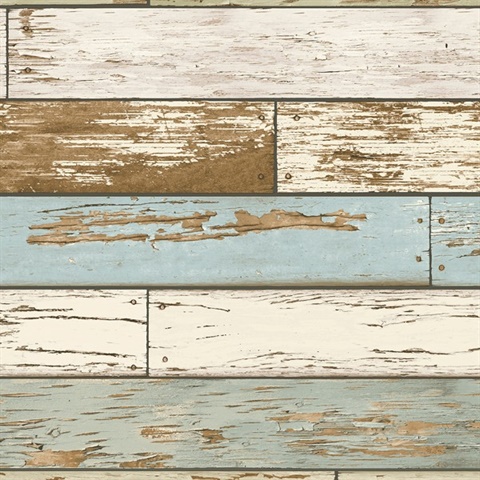 Levi Blue Scrap Wood Wallpaper