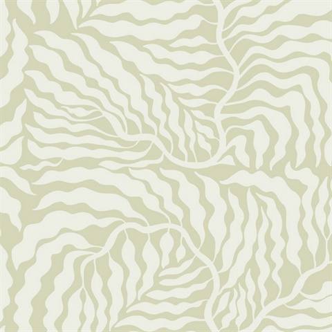 Light Green & White Fern Fronds Wallpaper