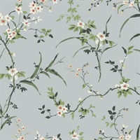 Light Grey Blossom Branches Wallpaper