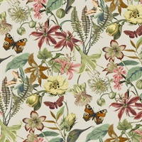 Light Taupe & Coral Butterfly House Wallpaper