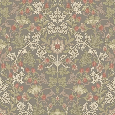Lila Moss Strawberry Floral Wallpaper