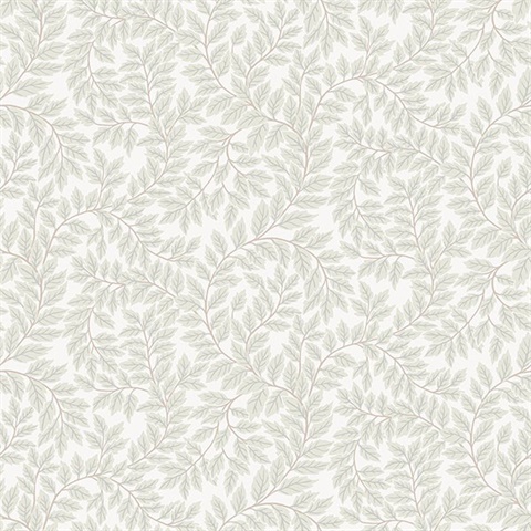 Lindlöv Light Grey Leafy Vines Wallpaper
