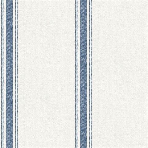 Linette Navy Fabric Stripe Wallpaper