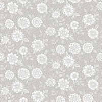 Lizette Grey Charming Floral Wallpaper