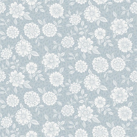 Lizette Light Blue Charming Floral Wallpaper
