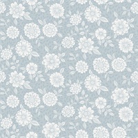 Lizette Light Blue Charming Floral Wallpaper
