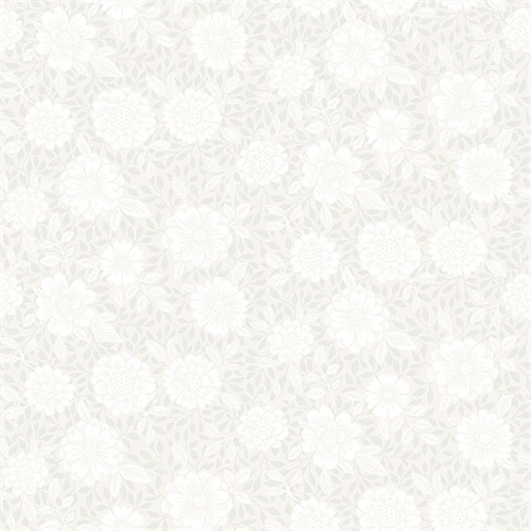 Lizette Light Grey Charming Floral Wallpaper