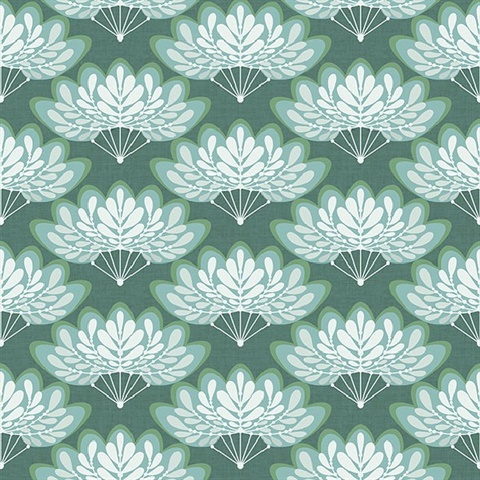 Lotus Grey Floral Fans Wallpaper