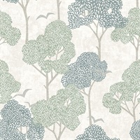 Lykke Green Textured Tree Wallpaper