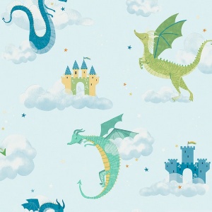 Magical Dragons Blue Wallpaper