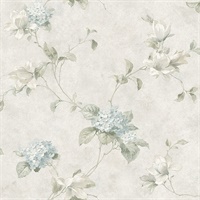 Magnolia Light Blue Hydrangea Trail Wallpaper