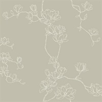 Magnolia Taupe Branches Wallpaper