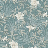 Malecon Aqua Floral Wallpaper