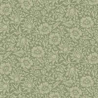 Mallow Green Floral Vine Wallpaper