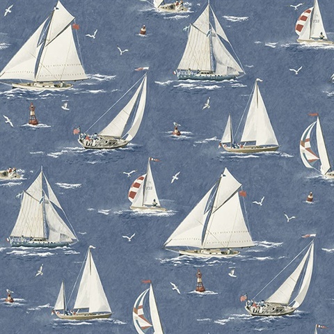Leeward Navy Sailboat Wallpaper