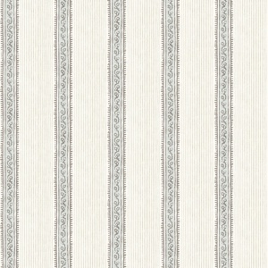 Mandevilla Black Vine Stripe Wallpaper