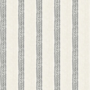 Mandevilla Black Vine Stripe Wallpaper