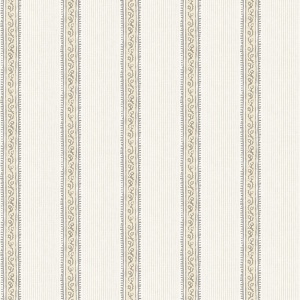 Mandevilla Black Vine Stripe Wallpaper