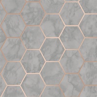 Margaret Grey Marble Hexagon Wallpaper