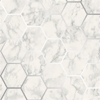 Margaret Off-White Marble Hexagon Wallpaper