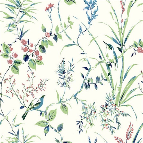 Mariko Green Botanical Wallpaper