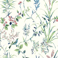 Mariko Green Botanical Wallpaper
