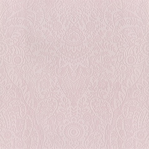 Maris Pink Flock Damask Wallpaper